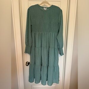 NWT ANNIEWEAR Sage Smocked Midi Dress Size XL